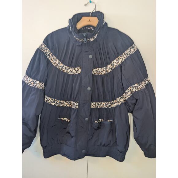 Free People Bomber Blue & Floral Jacket | XS| Zip Up - Picture 14 of 16